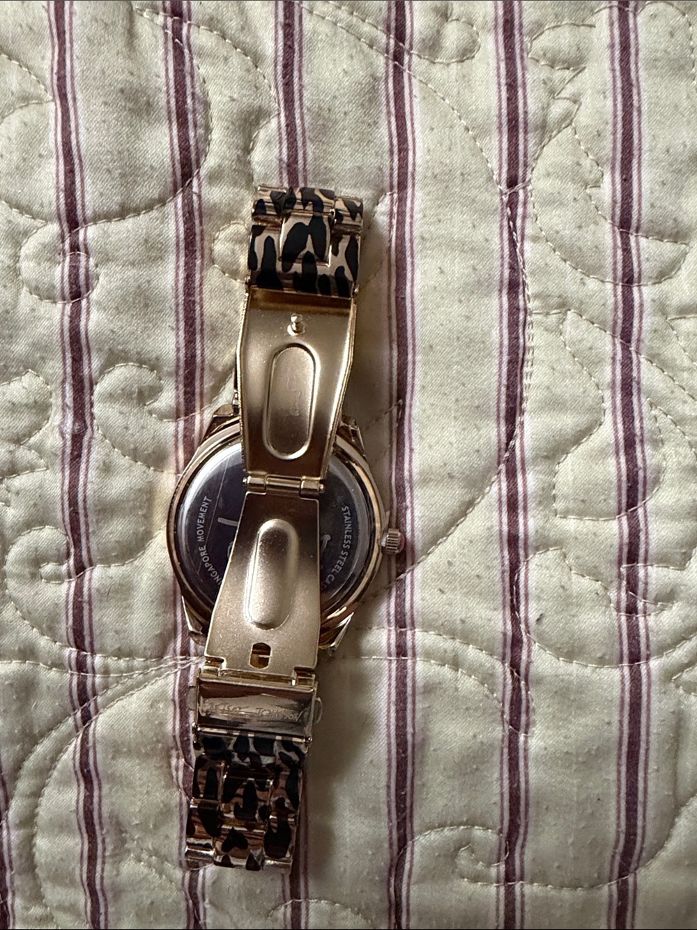 Betsey Johnson Gold Tone Watch with Pink Leopard Accents - Picture 6 of 8